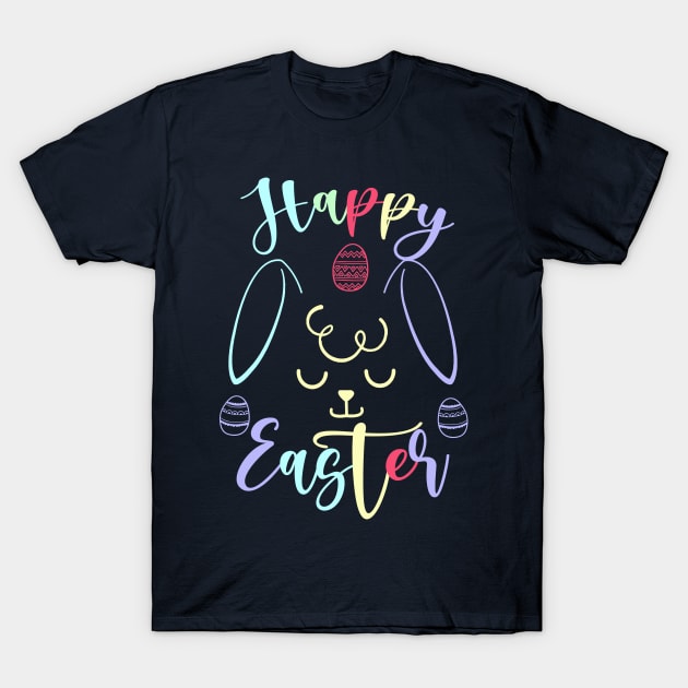 Happy Easter Bunny Rabbit Face Funny Easter Day Women Girls T-Shirt by eyoubree